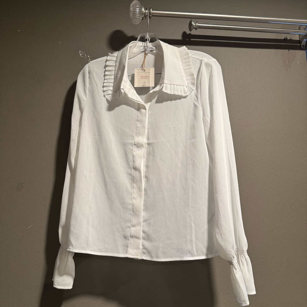 Rihoas Elegant White Women's Top Size Small